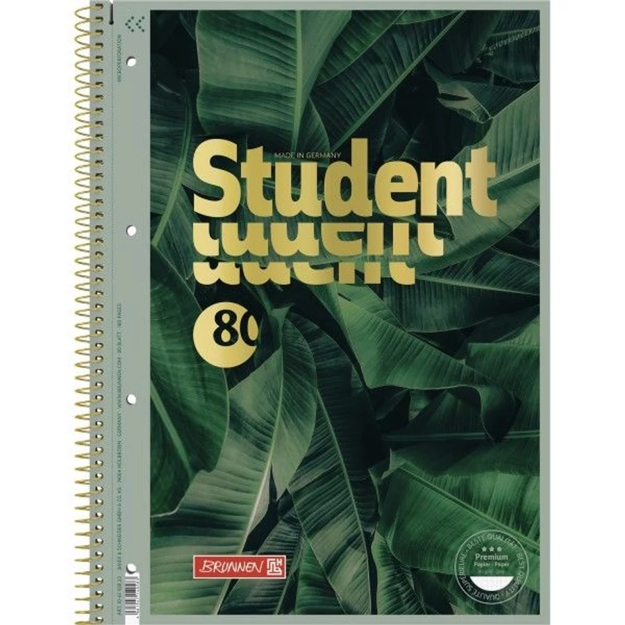 *61429 FÜZET spirál A4 BRUNNEN kockás perf., lyukasztott 80lap Leveles