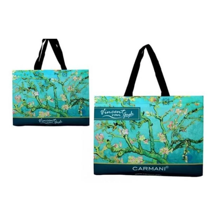 *61512 VÁLLTÁSKA Van Gogh "Mandulavirágzás" kétoldalas müa. 33*10*25cm