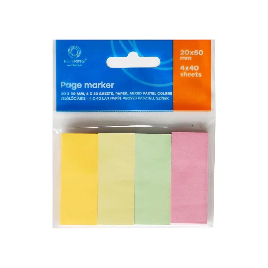 *61720 LAPJELÖLŐ Bluering 20x50mm papír, pasztell 4x40lap
