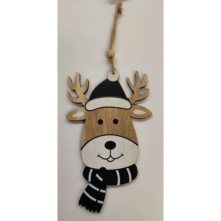 *61726 KAR. DEKOR fa, akasztható festett rénszarvas  9*15cm