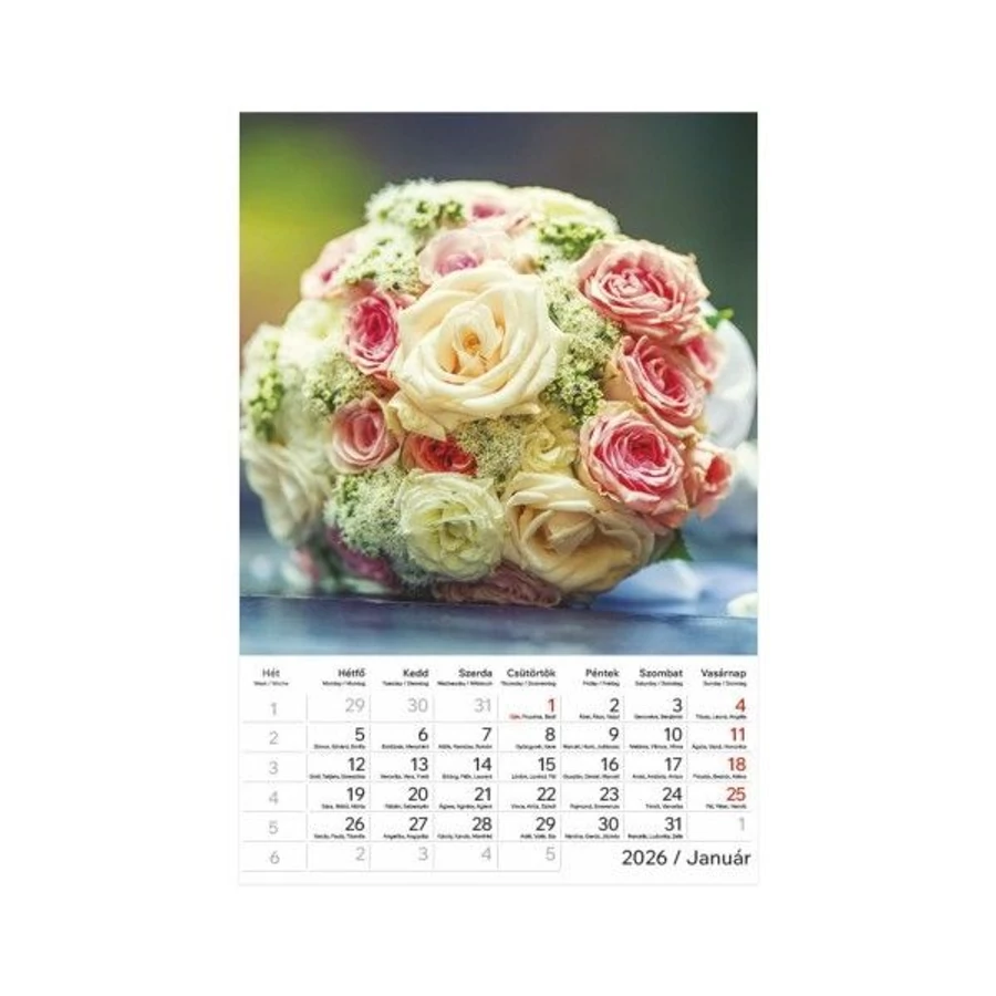 *02987 FALINAPTÁR 2026 Virágcsokrok T094-04 spirálozott 22*33cm