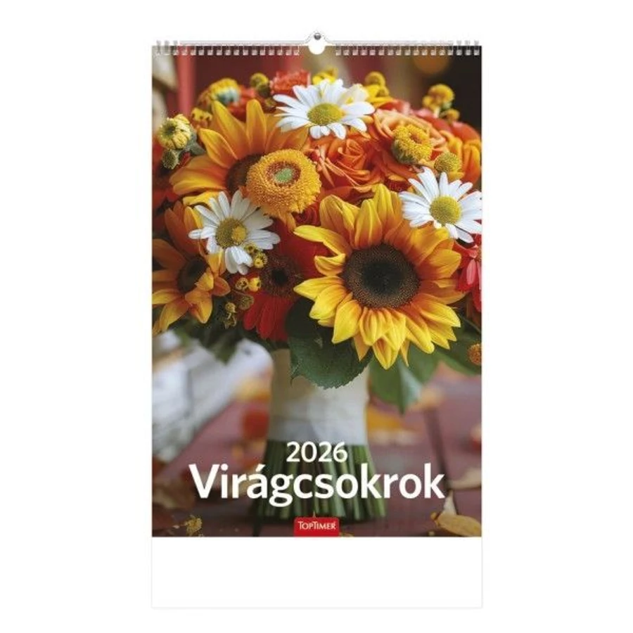 *02987 FALINAPTÁR 2026 Virágcsokrok T094-04 spirálozott 22*33cm