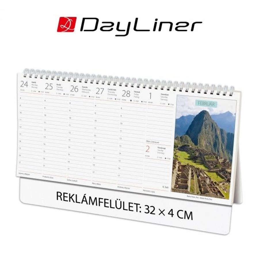 *05329 NAPTÁR asztali KÉPES 2026 Europa álló papírtáblás Dayliner 32*15cm