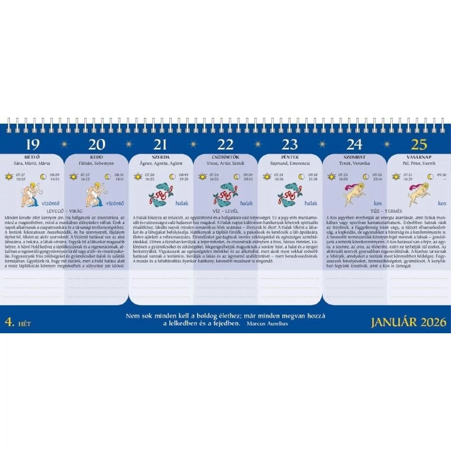 *41336 NAPTÁR asztali KÉPES 2026 Holdnaptár SG 29,7*13,8cm