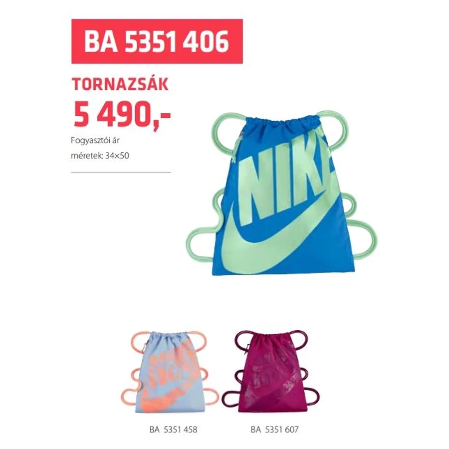 TORNAZSÁK NIKE19  BA5351-... (vil.kék, BA5351-458, 7670014002)