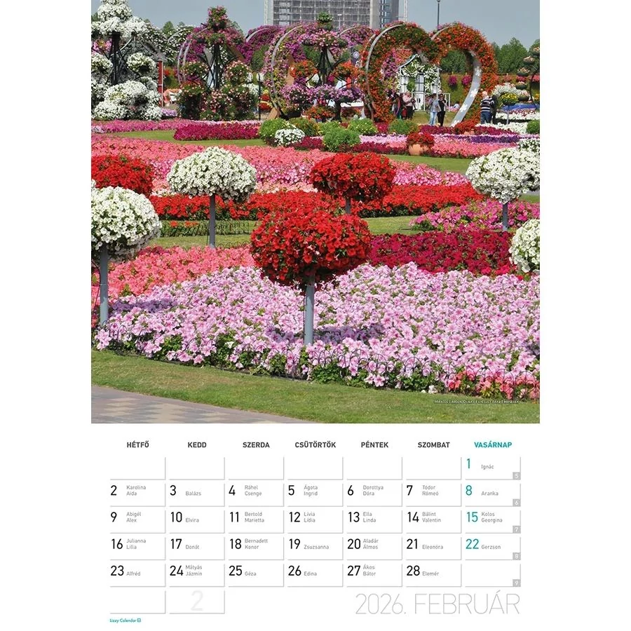 FALINAPTÁR 2026 kert Díszkertek B4 spirálozott Lizzy 23.5*33cm