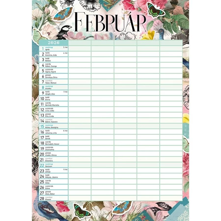 FALINAPTÁR 2026 Családi tervező Scrapbook LIZZY B4 spirálozott 23.5*33cm