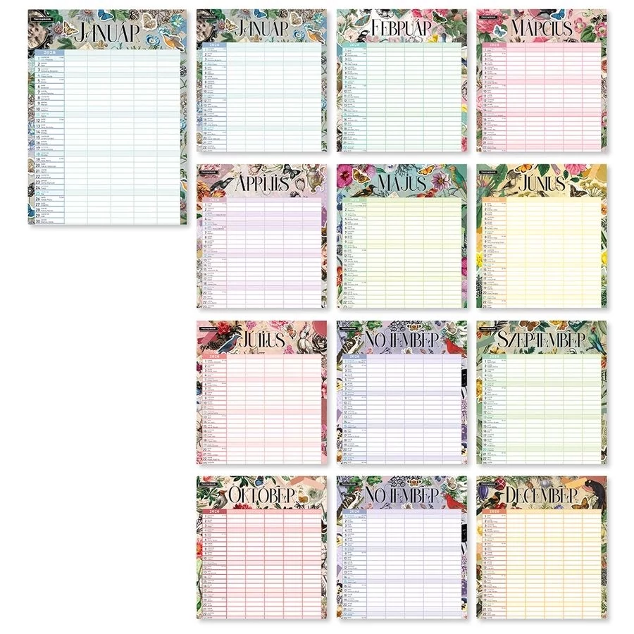 FALINAPTÁR 2026 Családi tervező Scrapbook LIZZY B4 spirálozott 23.5*33cm
