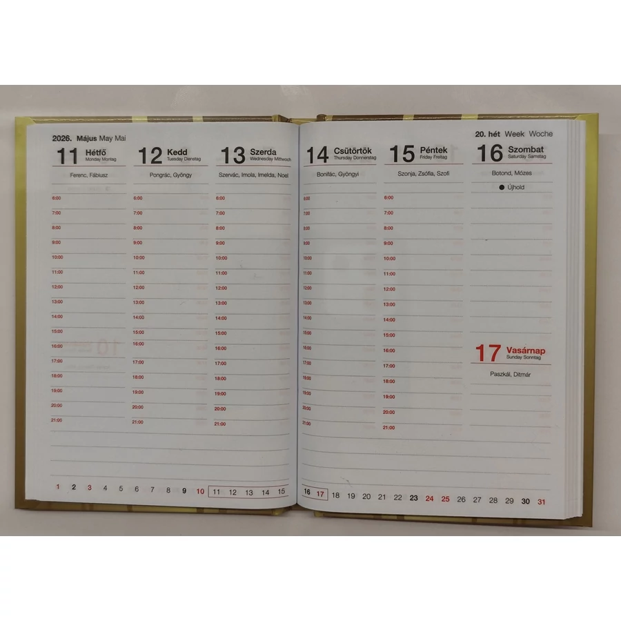 *50577 ZSEBNAPTÁR 2026 7 napos B7 álló T-Calendar