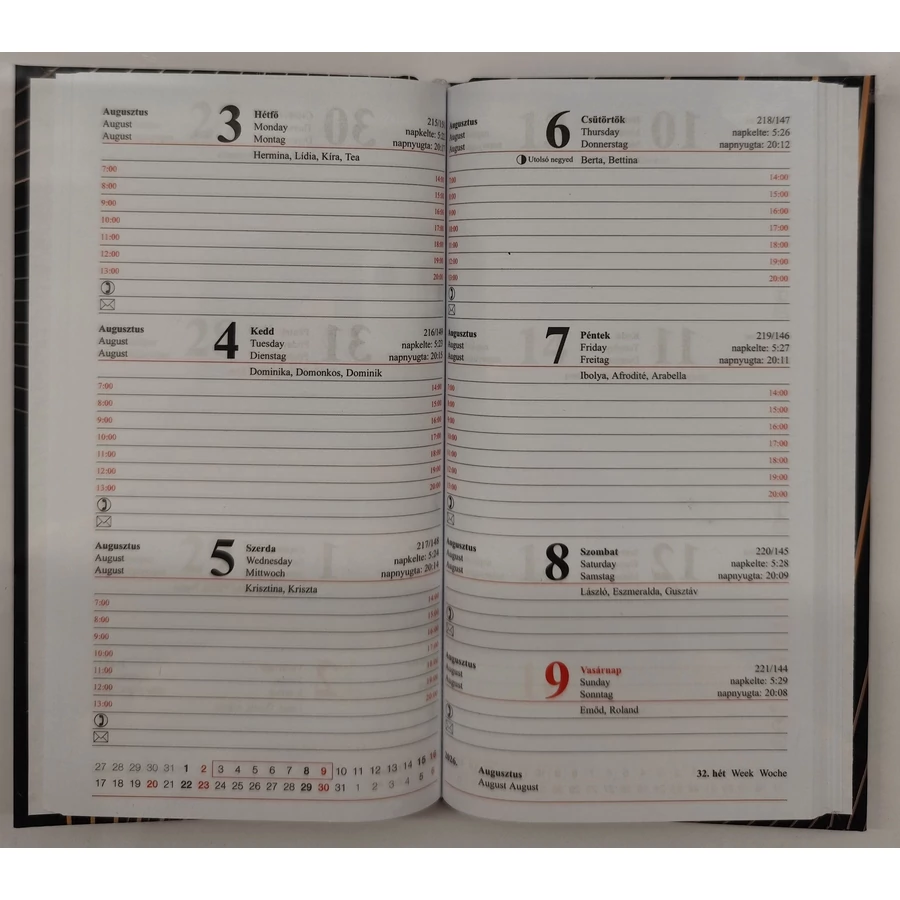 *52733 ZSEBNAPTÁR 2026 heti T-Calendar mintás álló