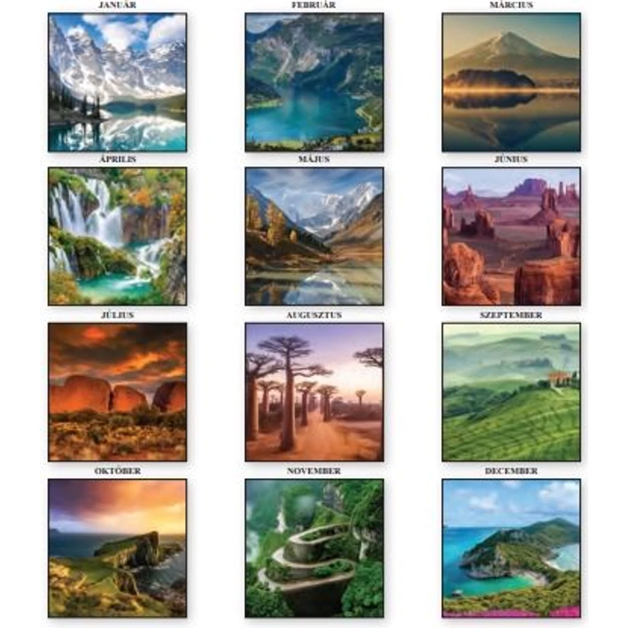 *54552 FALINAPTÁR 2026 Csodálatos tájakon T-Calendar 33*33cm spirálozott