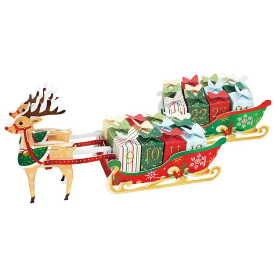 ADVENTI KALENDÁRIUM papír rénszarvas/vonat