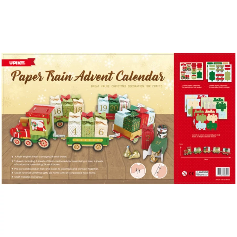 ADVENTI KALENDÁRIUM papír rénszarvas/vonat