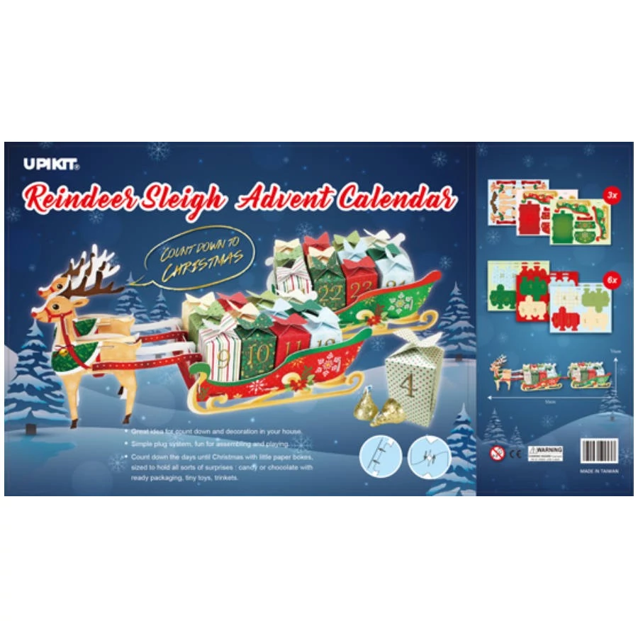 ADVENTI KALENDÁRIUM papír rénszarvas/vonat