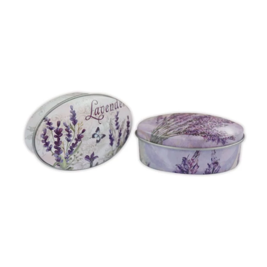DÍSZDOBOZ fém NIFTY GIFT ovális Levendula 7,1*4,7*3,3cm