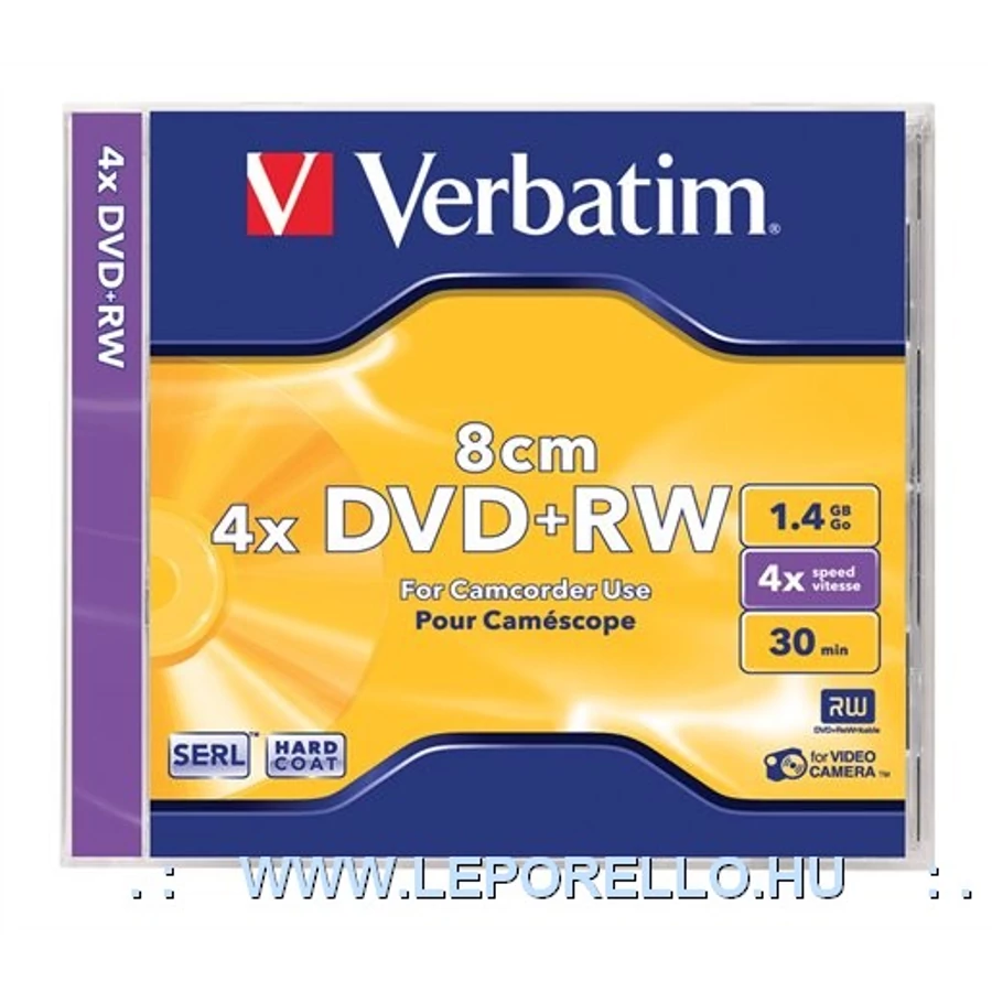 DVD+RW VERBATIM 8cm 1.4 GB 4x normál tokos