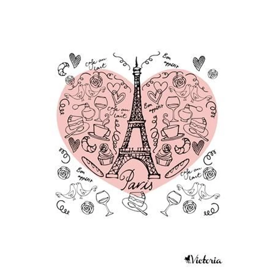 FÜZET A4  VICTORIA  mintás vonalas 96l vegyes minta (Paris Love, ISVFPPL496TV)