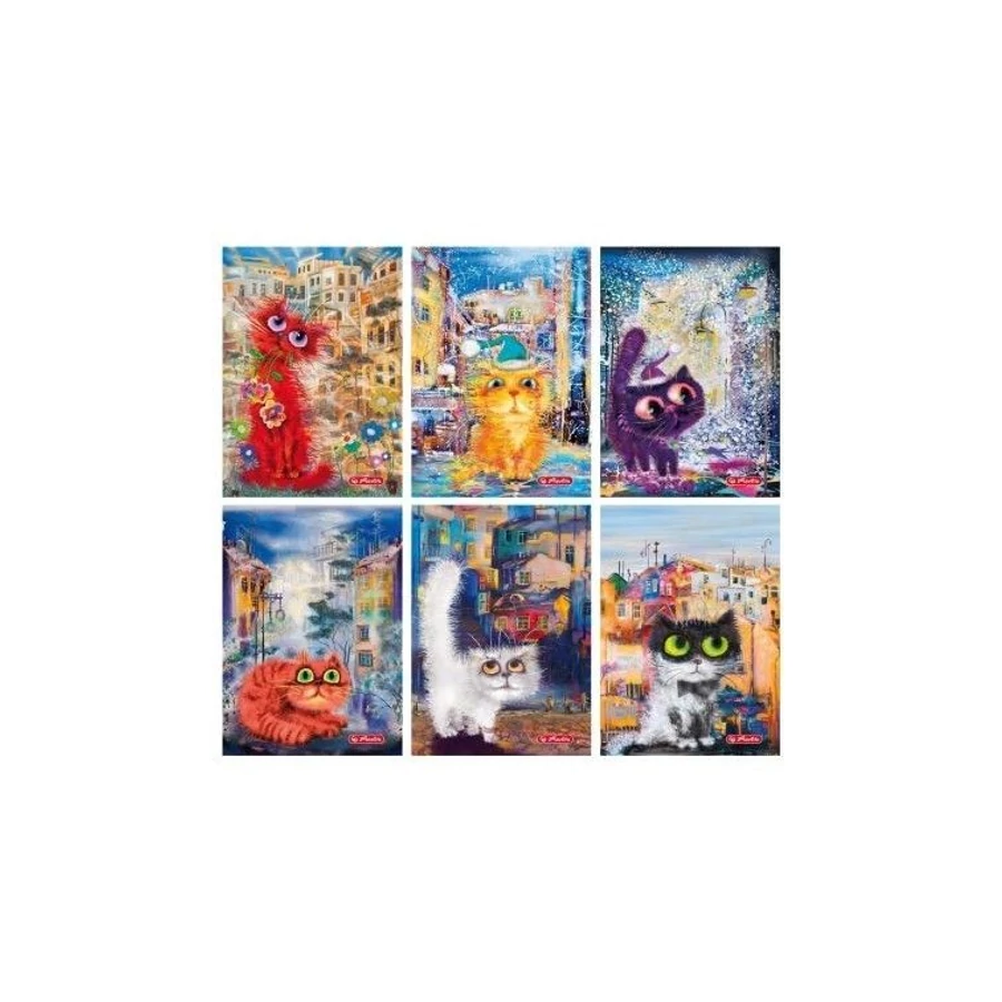 FÜZET A5 HERLITZ vonalas PP 60l Crazy Cats  1db