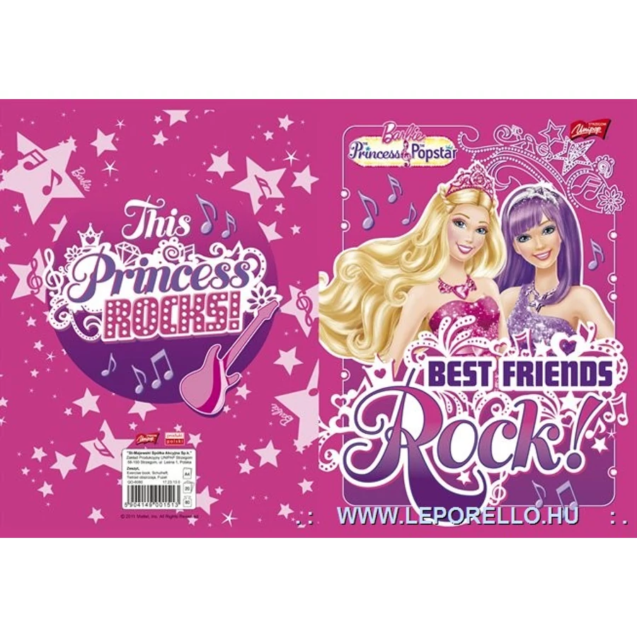 FÜZET A5 UNIPAP vonalas 32lap glitter Barbi ** (Barbie glitter, UN1011V2)