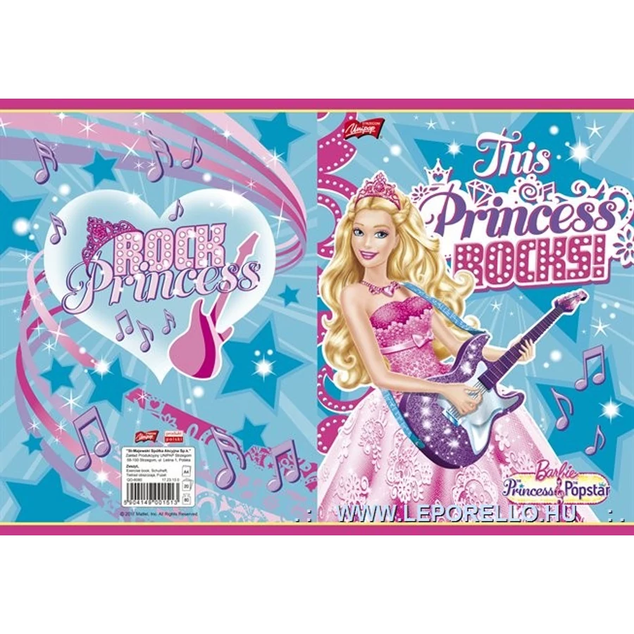 FÜZET A5 UNIPAP vonalas 32lap glitter Barbi ** (Barbie glitter, UN1011V2)