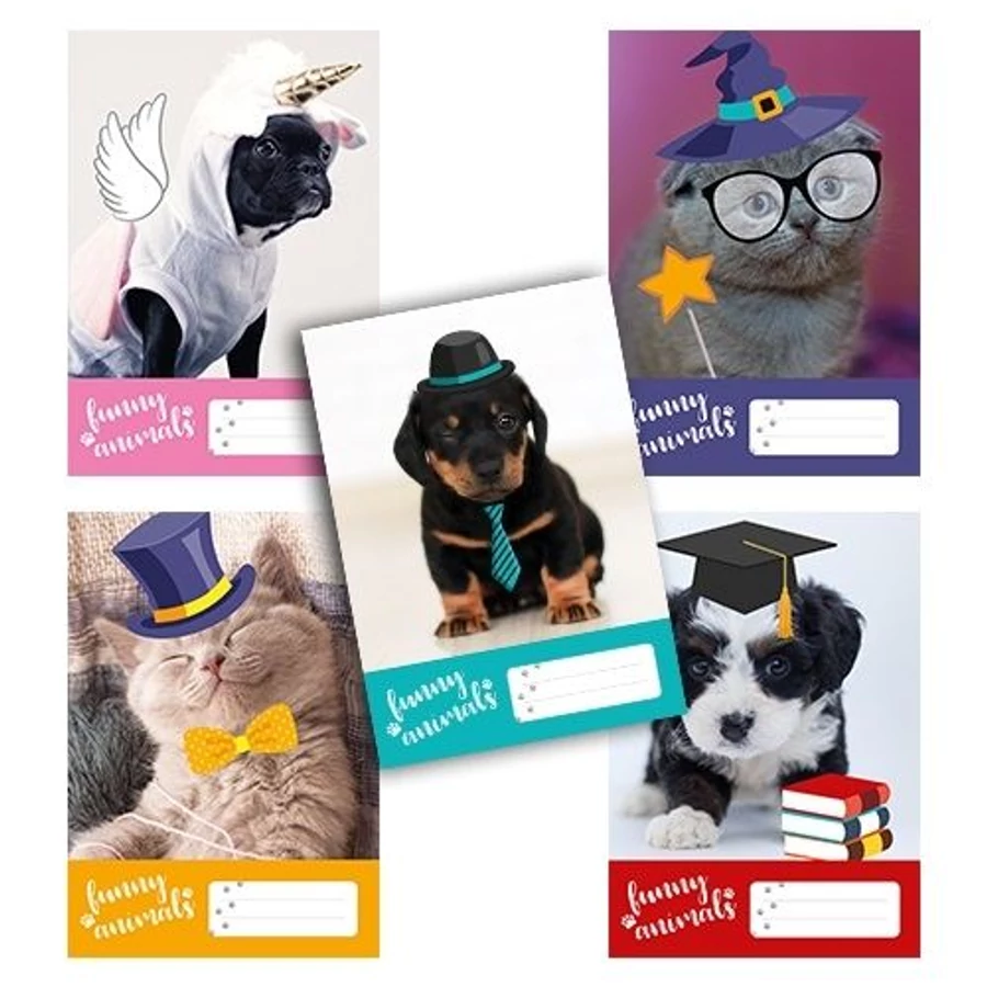 FÜZET A5 pd  1.oszt. mintás 14-32 (Funny Animals, P1111-1670)