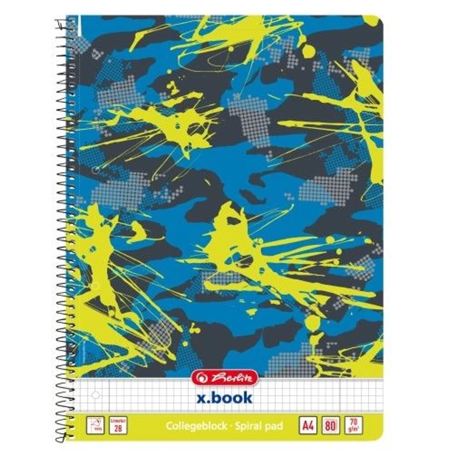FÜZET spirál A4 HERLITZ kockás 80l Camouflage (pink, 50016242)