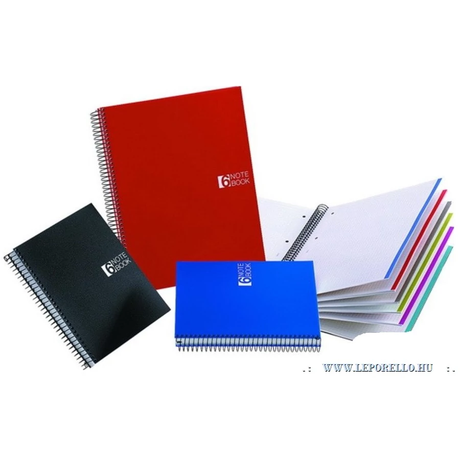 FÜZET spirál A4 MQ Note Book 6reg. = PP 6*25lap (fekete, A15247281/2830)