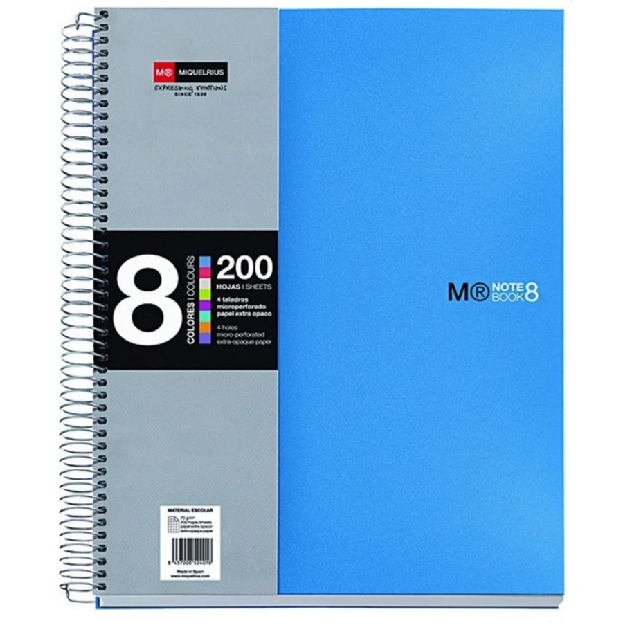 FÜZET spirál A4 MQ Note Book 8 reg. = PP  8x25lap (Kék, A15246181/43004)