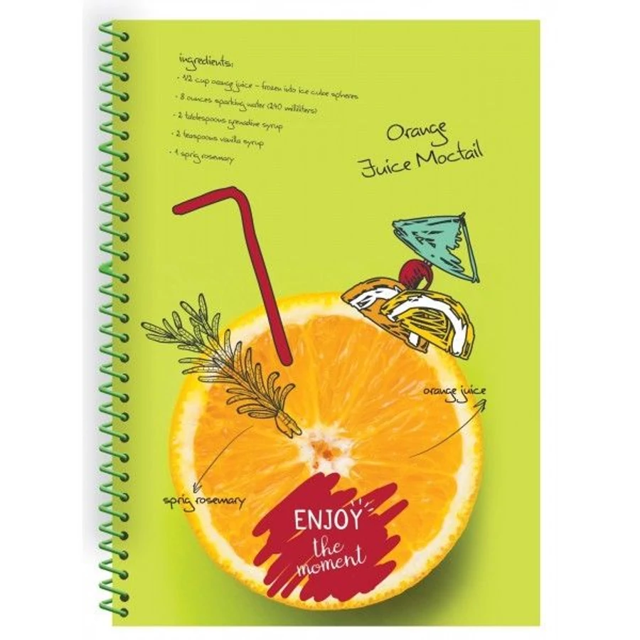 FÜZET spirál A4 OPTIMA kockás  80lap PP gyümölcsös-koktélos