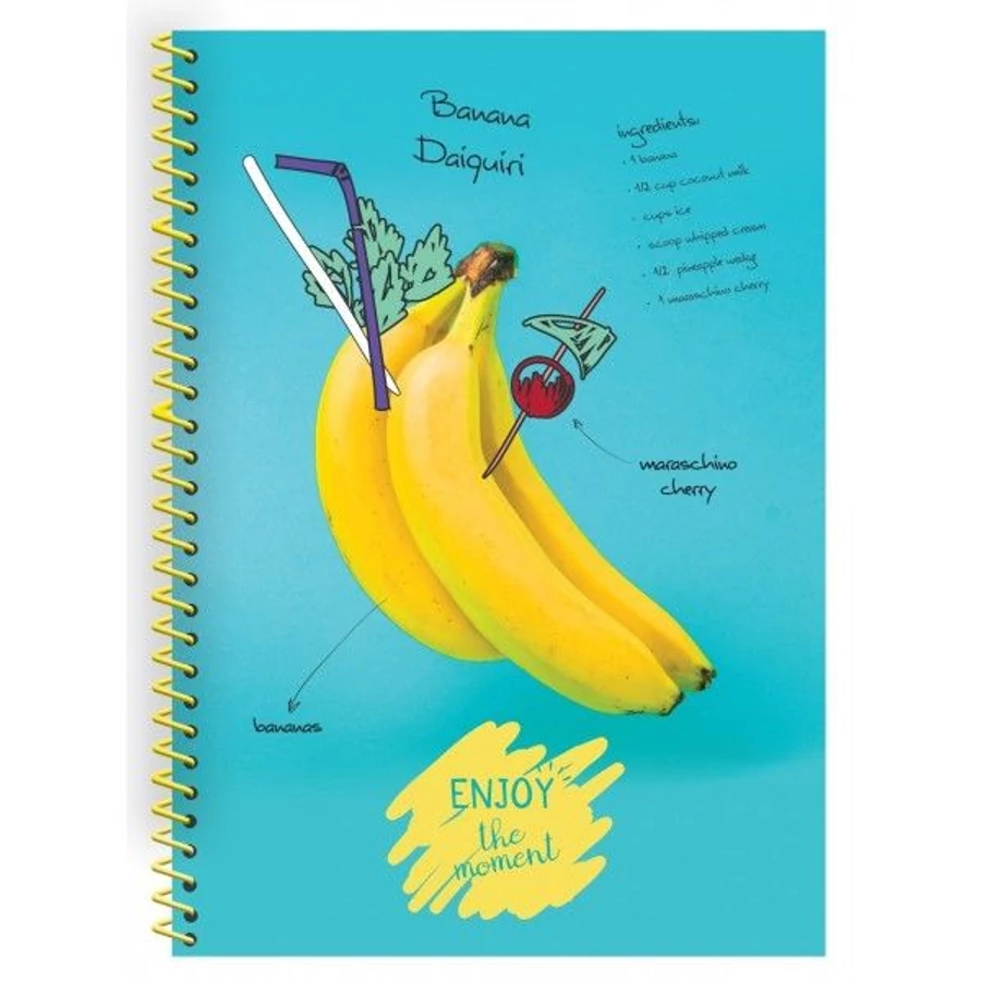 FÜZET spirál A4 OPTIMA kockás  80lap PP gyümölcsös-koktélos