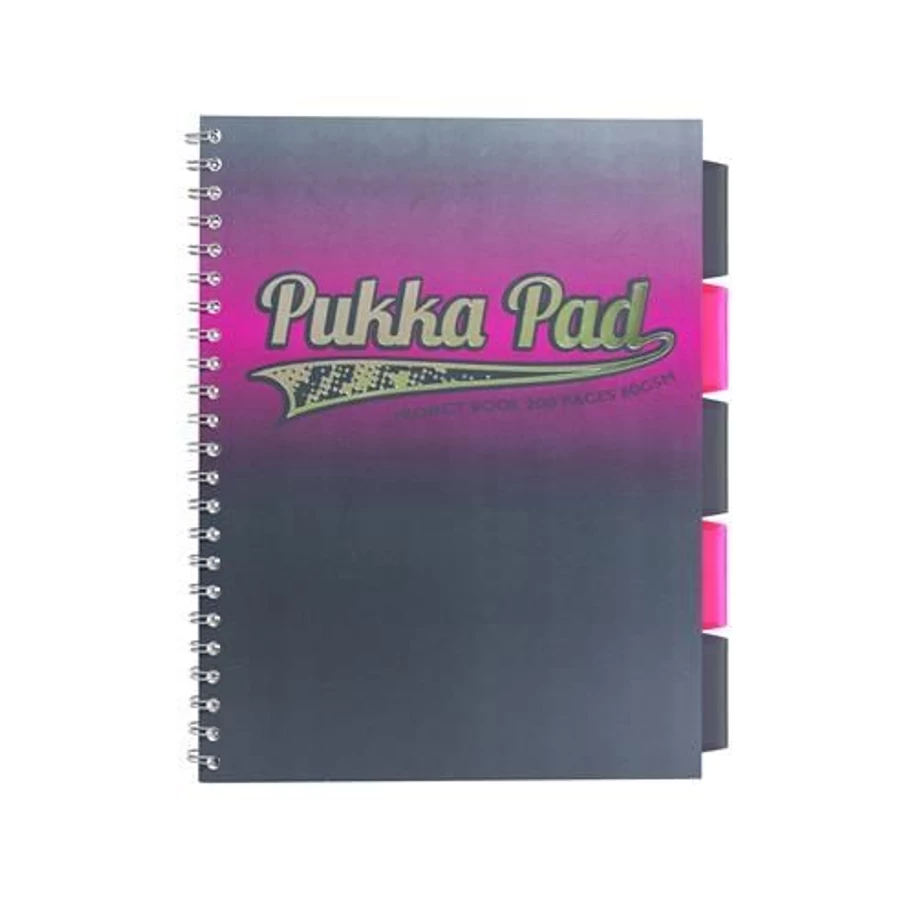 FÜZET spirál A4 PUKKA PAD "Electra" Project Book 5reg. = 200old. PP (rózsaszín, PUPELCP8241V)
