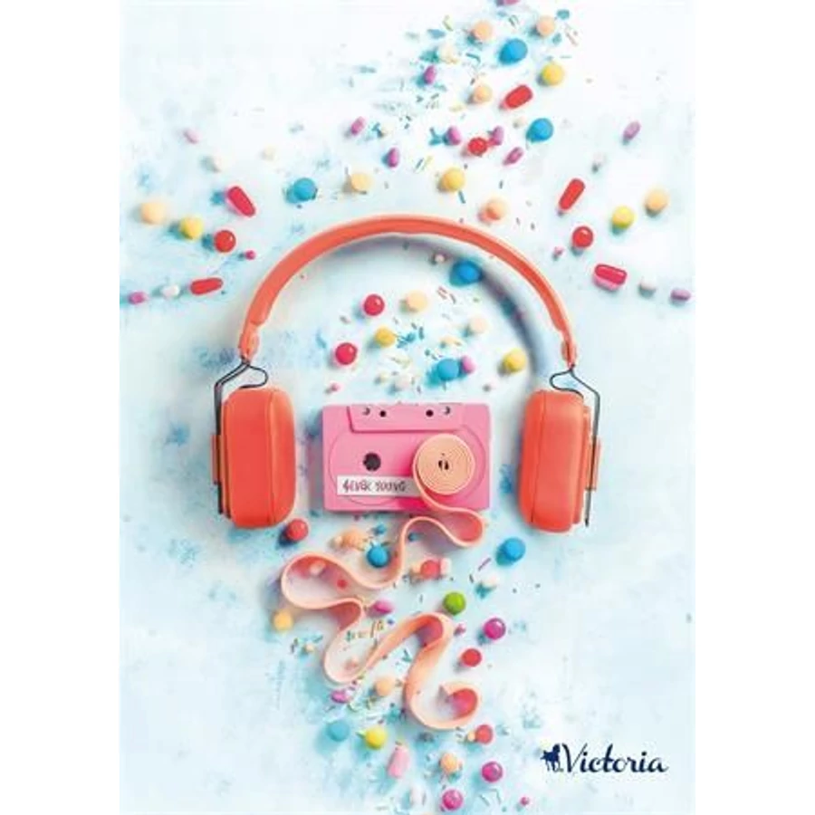 FÜZET spirál A4 VICTORIA mintás 80lap kockás vegyes minta (Music, ISVFPMU480SK)