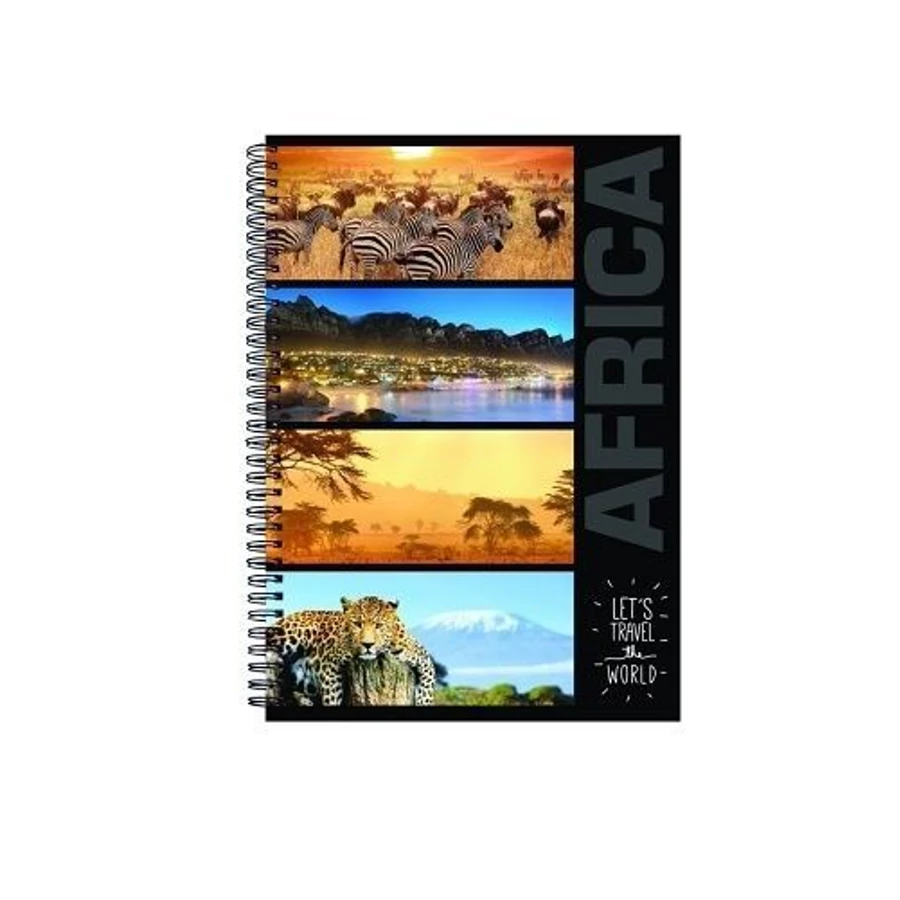 FÜZET spirál A4 vonalas  PP "Let's Travel" 100l, dupla spirál, mikroperforált (Africa, LCBB0553)
