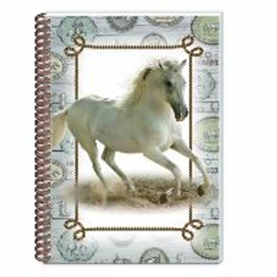 FÜZET spirál A5 Fehér ló ARGUS vonalas 80lap lyukasztott  1541