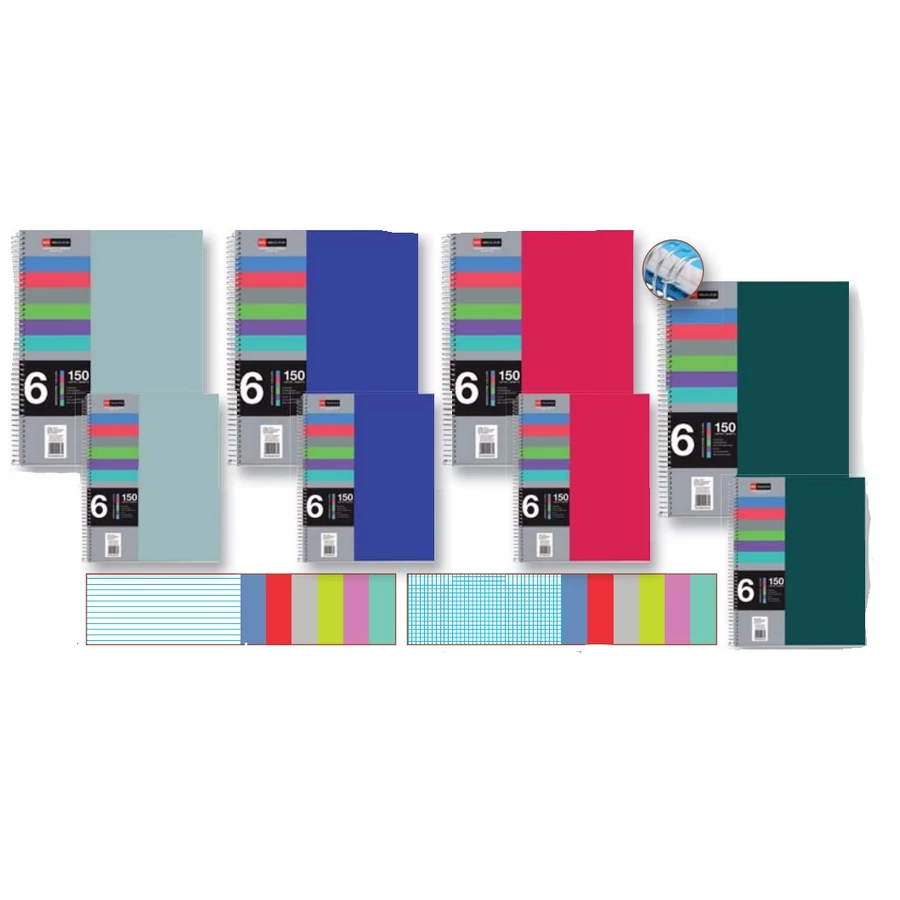 FÜZET spirál A5 MQ Note Book 6reg. = PP 6*25lap (zöld, 2051)