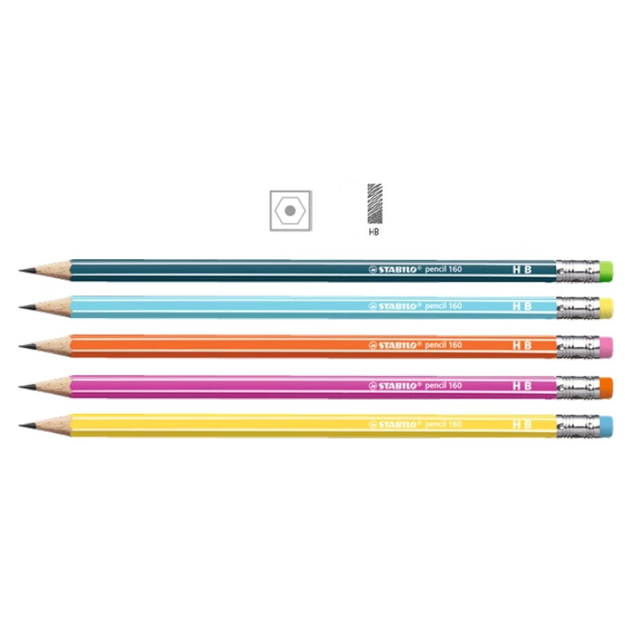 GRAFIT STABILO 160 színes csíkos hatszögű radíros HB