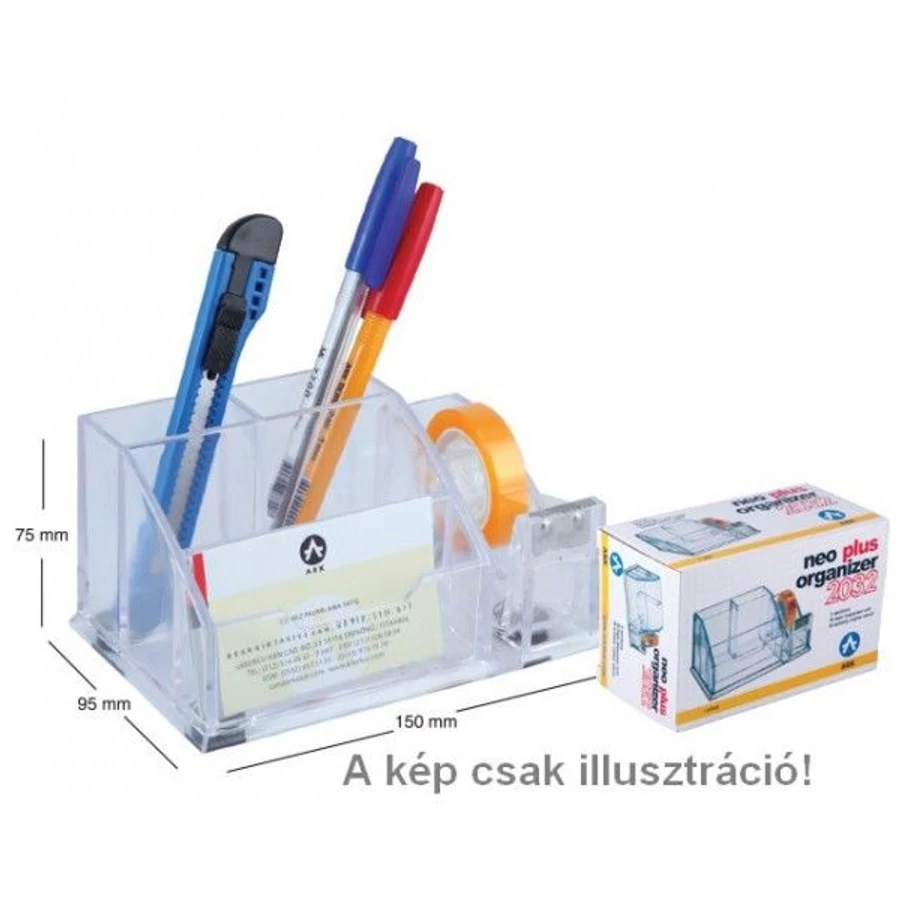 ÍRÓSZERTARTÓ ARK 4 rekeszes átlátszó, celluxtépővel  2032