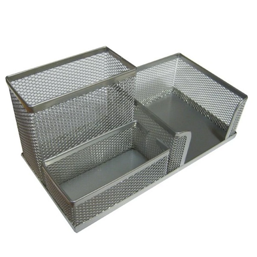 ÍRÓSZERTARTÓ asztali fémhálós 3részes MESH irószer, jegyzet, névk.