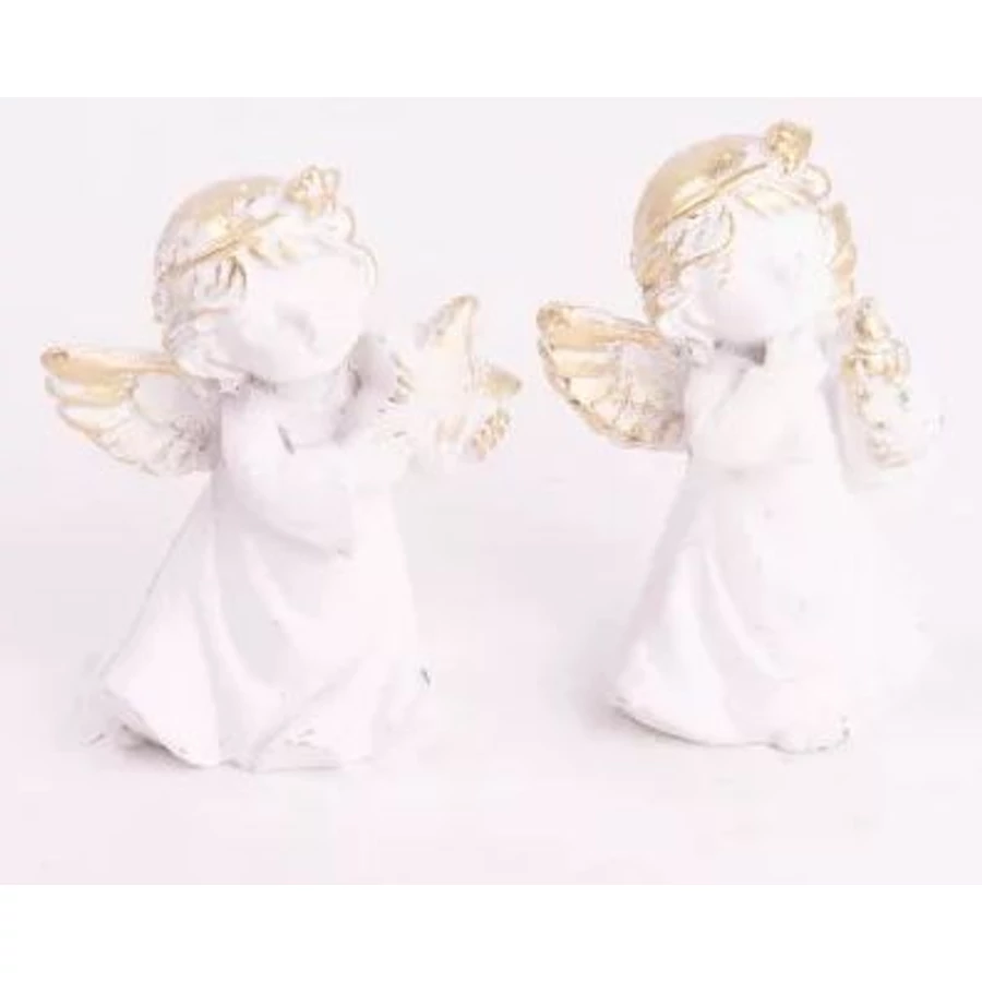 *39148 KAR. ANGYAL kerámia fehér,csillaggal/gyertyával 6cm
