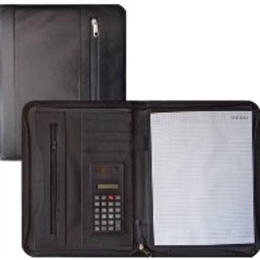 KONFERENCIA MAPPA A4 OFA barna cipzáras, jegyzettömb, szám.gép