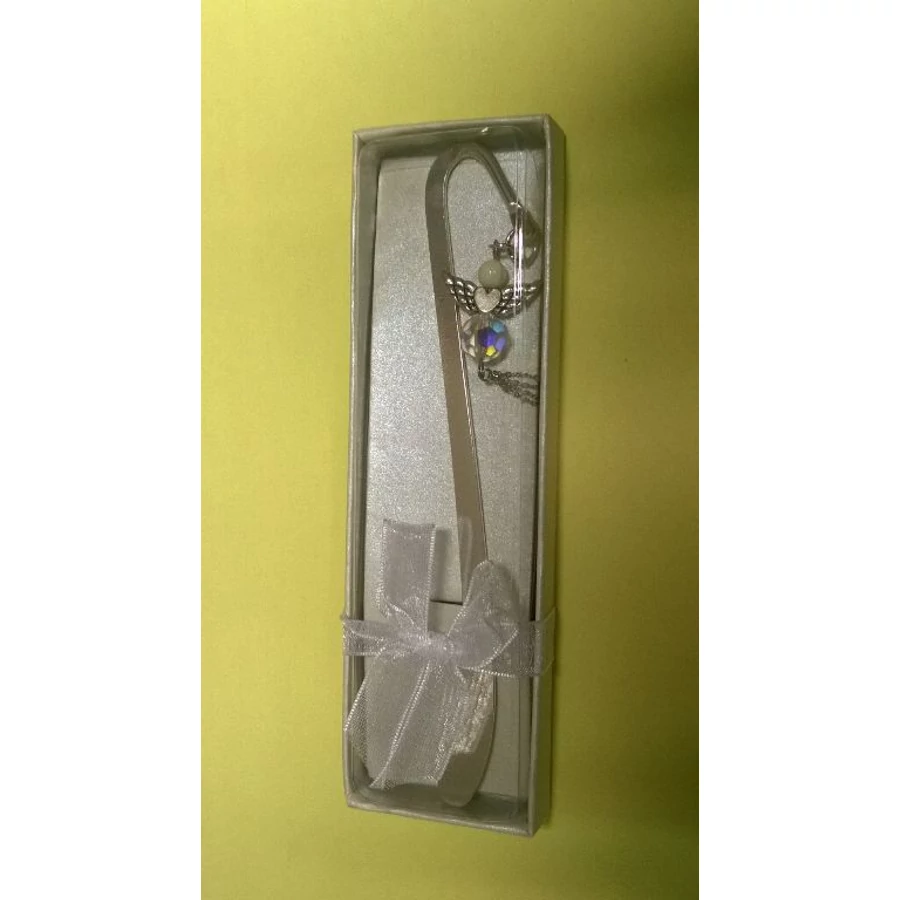 KÖNYVJELZŐ fém swarovski kristállyal ivory angyal kristállyal