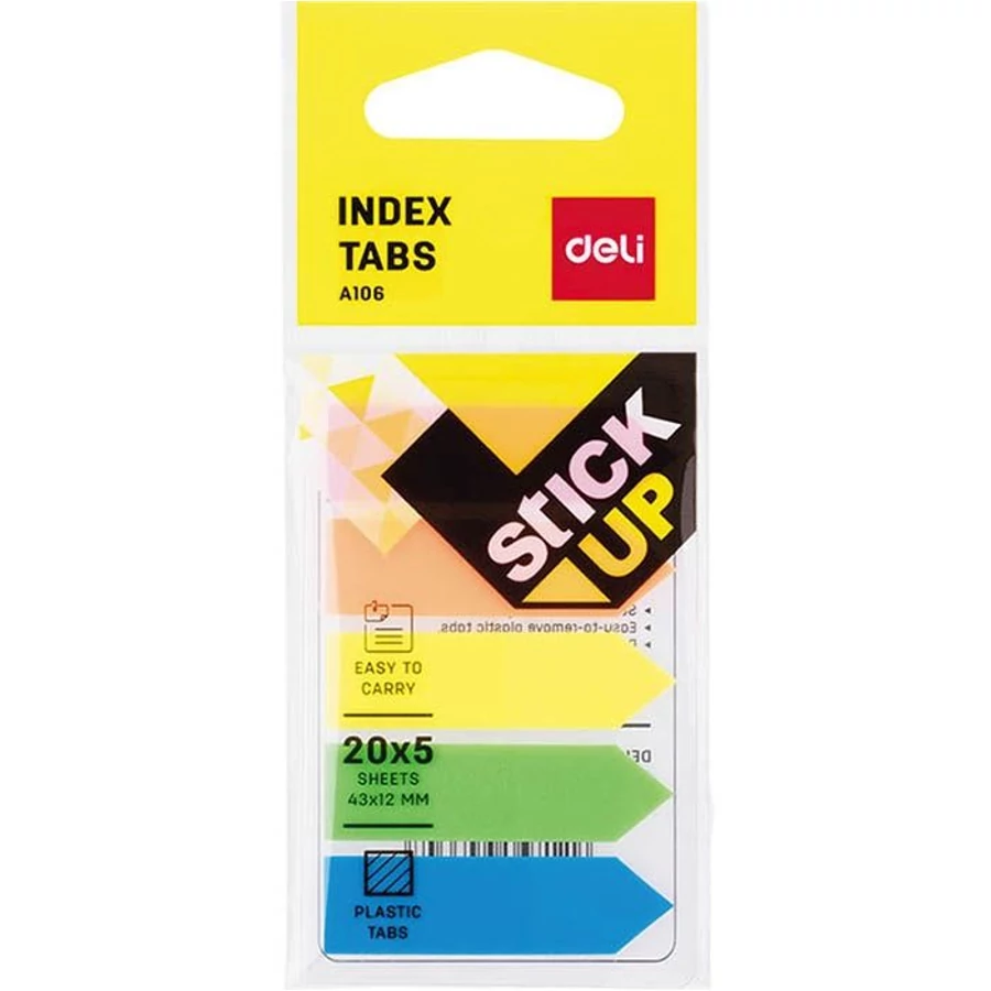 LAPJELÖLŐ DELI  44x12mm Stick Up 5x20lap  nyílalakú