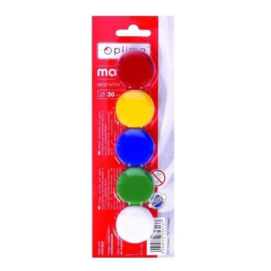 MÁGNES táblához 30mm OPTIMA 5szin 5/csom O75313
