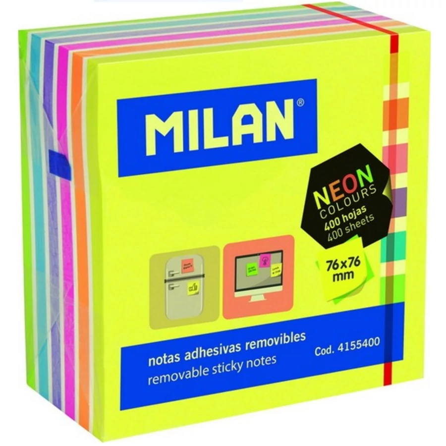 NOTESZ ÖNTAPADÓS 76*76mm  MILAN 400lap neon mix 4155400