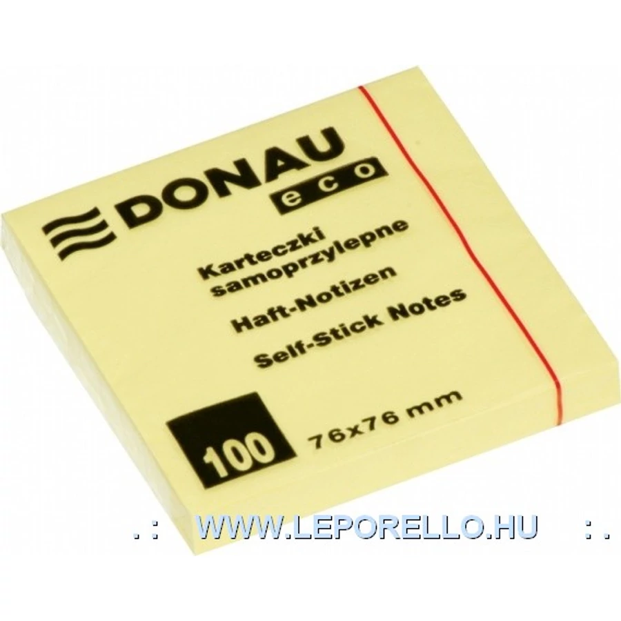 NOTESZ ÖNTAPADÓS  76*76mm Donau ECO sárga 100lap