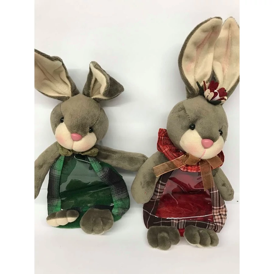 PLÜSS nyuszi fiú/lány, cukorkás zsák, akasztós