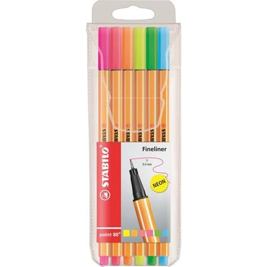 ROSTIRON tüfilc Stabilo Point 88  készlet  6db-os neon színek