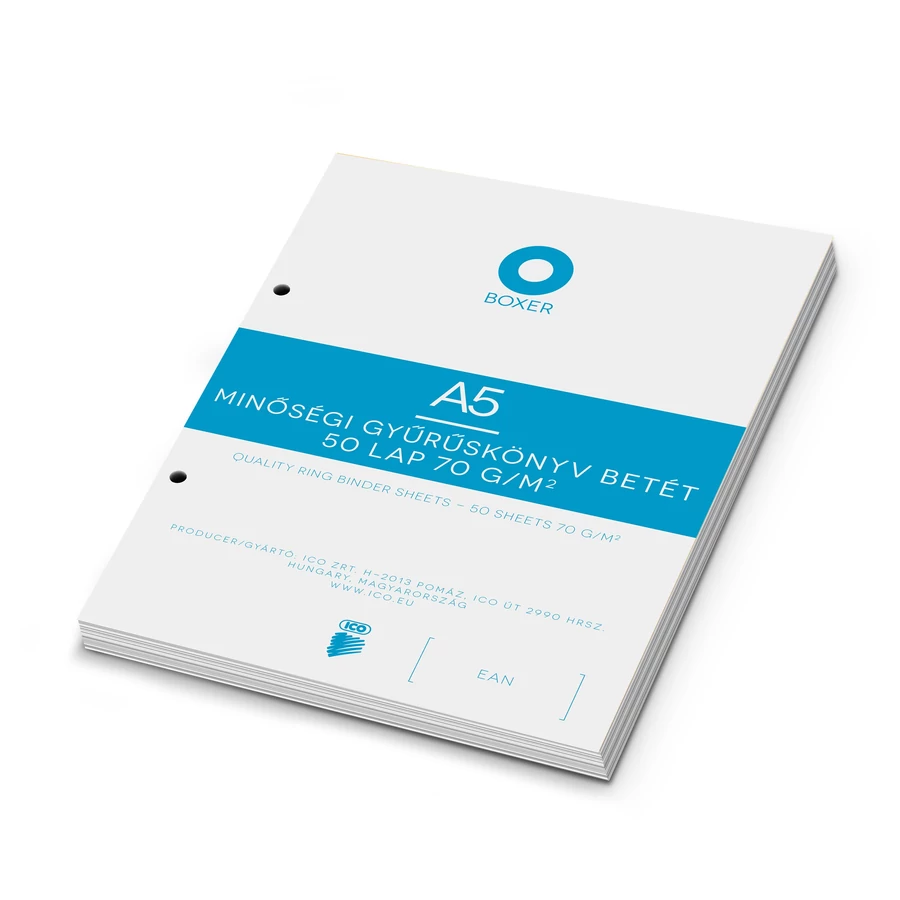 STUDENT betét A5 BOXER 50lap kockás/vonalas/sima (sima, 7490126002)