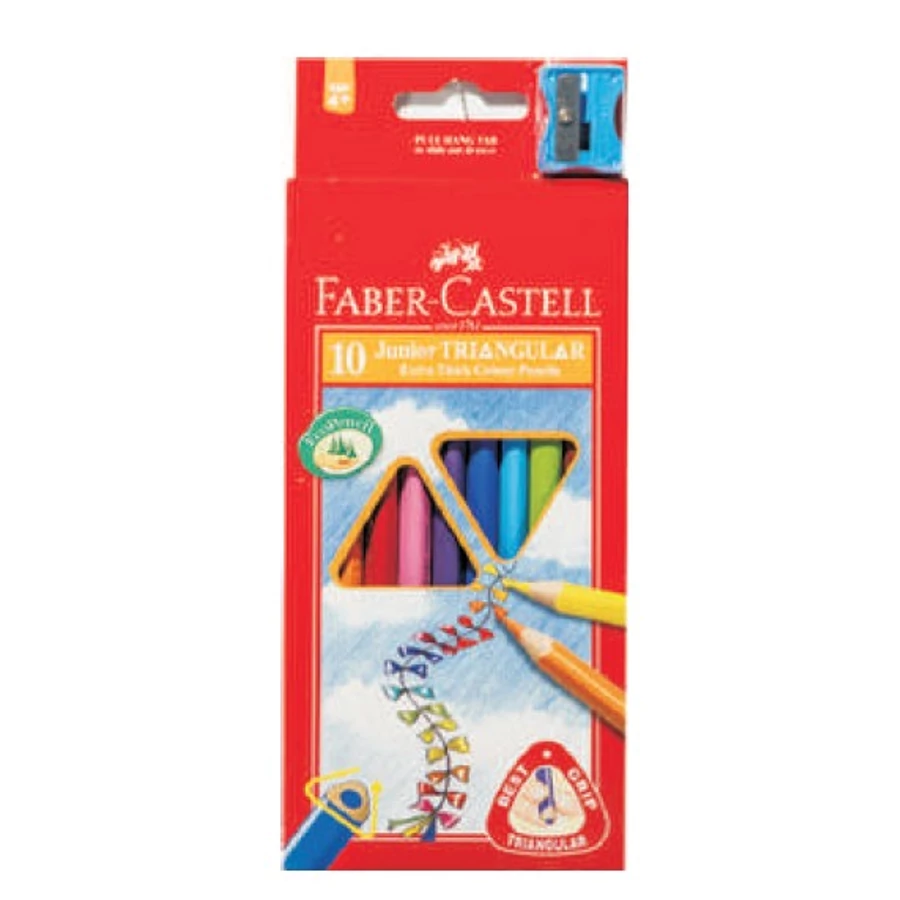 SZÍNES CERUZA 10 FABER Castell Junior trió+hegyező 116510