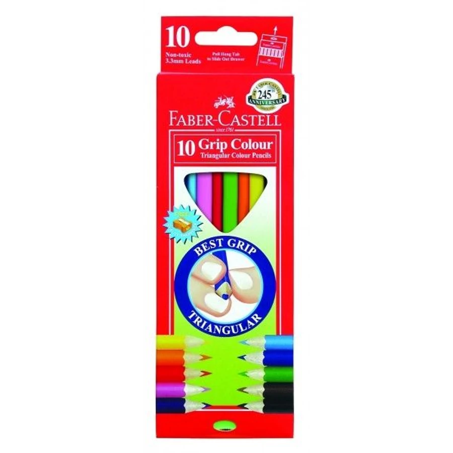 SZINESCERUZA 10 FABER Castell Junior trió+hegyező 116510